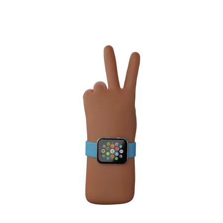 Free Hand with smart band showing Peace sign 3D Illustration