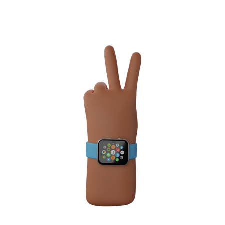 Free Hand with smart band showing Peace sign  3D Icon