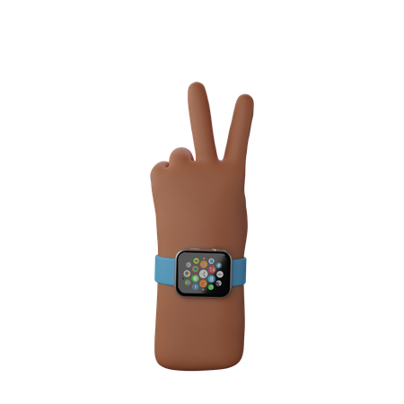 Free Hand with smart band showing Peace sign  3D Illustration