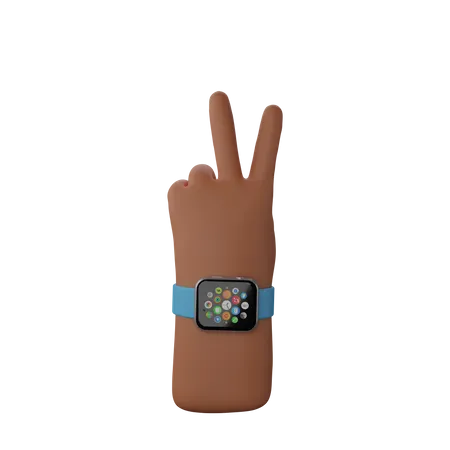 Free Hand with smart band showing Peace sign  3D Illustration