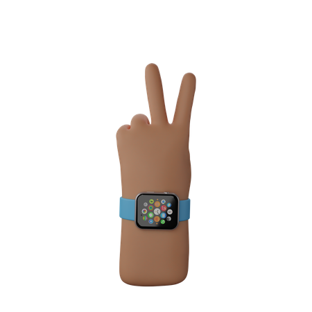 Free Hand with smart band showing Victory sign 3D Illustration