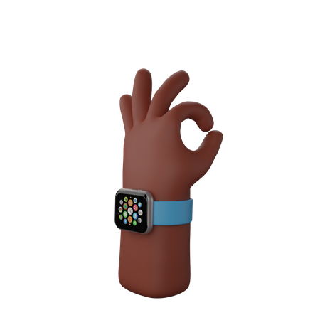 Free Hand with smart watch showing All ok sign  3D Icon