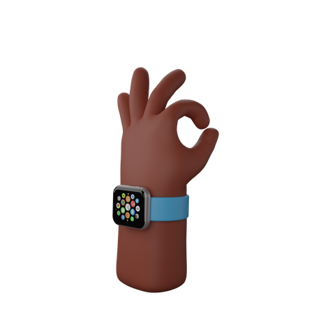 Free Hand with smart watch showing All ok sign  3D Illustration