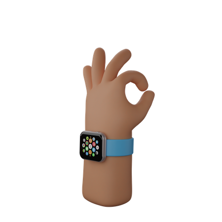 Free Hand with smart watch showing All okay sign  3D Icon