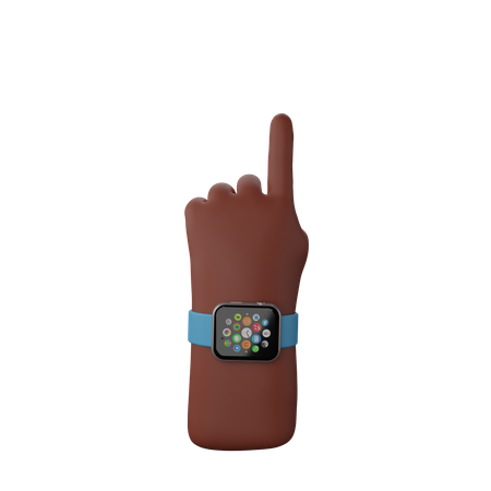 Free Hand with smart watch showing Finger up gesture  3D Illustration