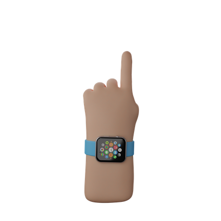 Free Hand with smart watch showing Finger up gesture 3D Illustration