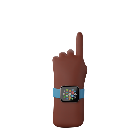 Free Hand with smart watch showing Finger up gesture  3D Icon