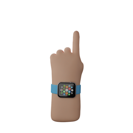 Free Hand with smart watch showing Finger up gesture  3D Icon