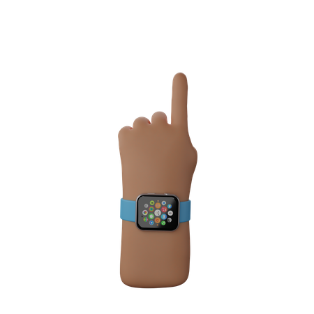 Free Hand with smart watch showing Finger up gesture  3D Icon
