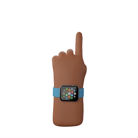Free Hand with smart watch showing Finger up gesture  3D Icon