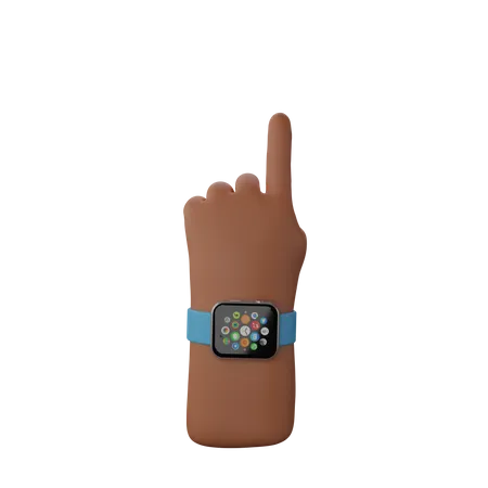 Free Hand with smart watch showing Finger up gesture  3D Illustration