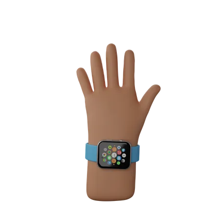 Free Hand with smart watch showing Stop gesture 3D Illustration