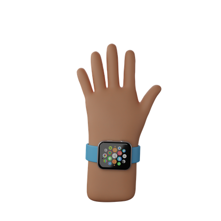 Free Hand with smart watch showing Stop gesture  3D Icon