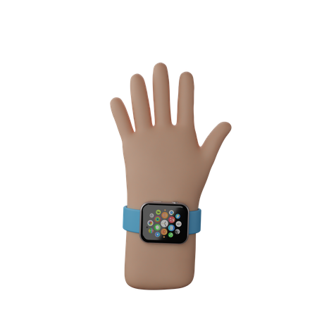 Free Hand with smart watch showing Stop sign  3D Icon