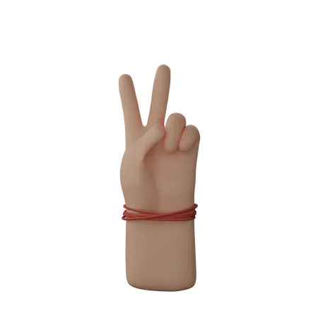 Free Hand with victory sign 3D Illustration