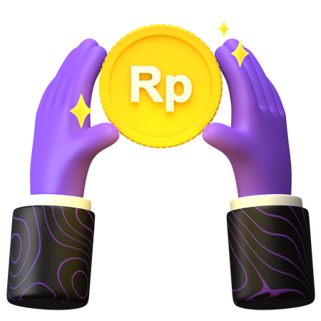Free Hold Rupiah coin  3D Illustration