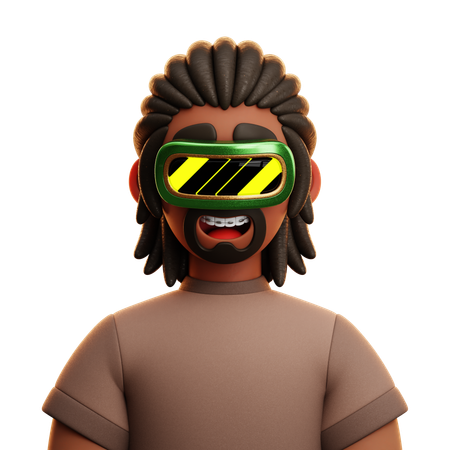 Free Hombre afro con vr  3D Icon