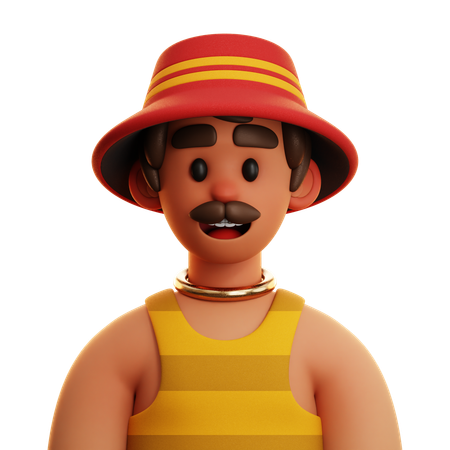 Free Hombre de pelo corto con sombrero de pescador  3D Icon