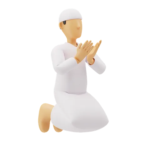 Free Los hombres musulmanes se sientan rezando  3D Illustration