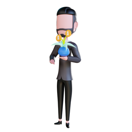 Free Homme d'affaires en croissance dans une usine d'investissement  3D Icon