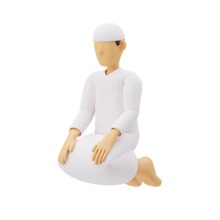 Free Hommes musulmans priant en posture de tashahhud  3D Icon