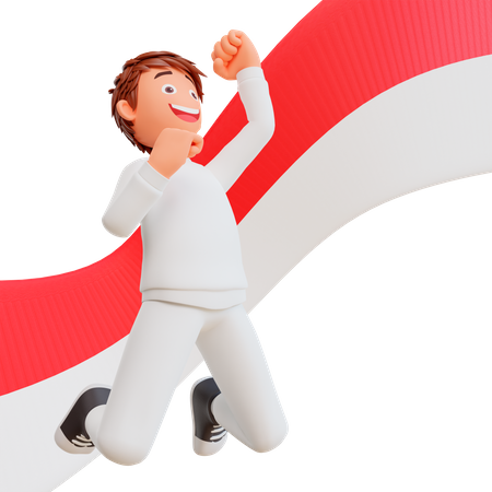 Free Indonesian man jumping in air  3D Icon