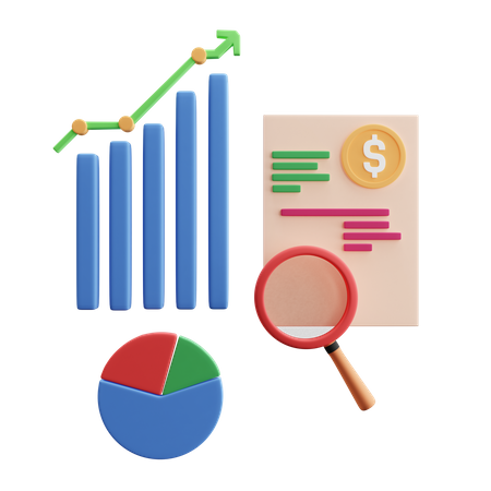 Free Investigación del informe financiero  3D Illustration