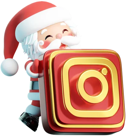 Free Instagram Illustrates Santa Holding The Iconic Instagram Logo In A Christmas Themed 3 D Scene Blending Social Media Flair With Festive Vibes 3D Icon