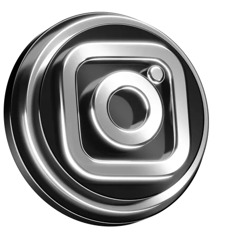 Free Silver And Black Themed Instagram Logo In 3 D 3D Icon