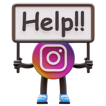 Free Instagram Logo Asking For Help With Sign  3D Illustration