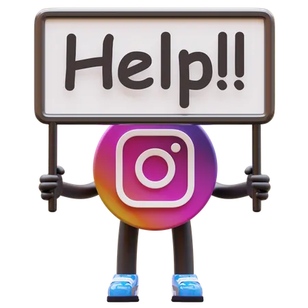 Free Instagram Logo Asking For Help With Sign  3D Illustration