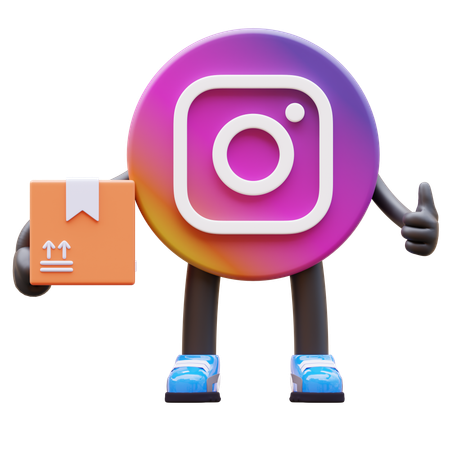 Free Instagram Logo Delivering Package  3D Illustration
