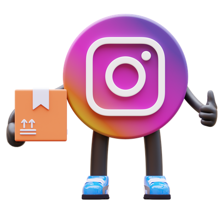 Free Instagram Logo Delivering Package  3D Illustration