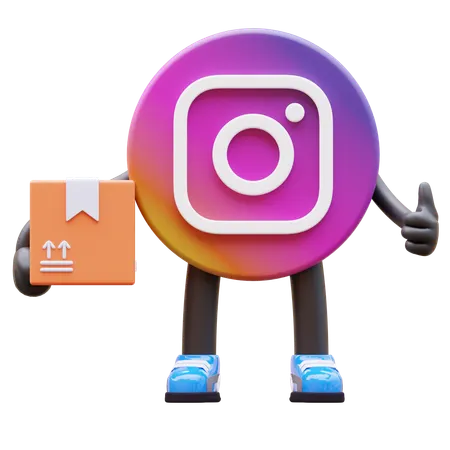 Free Instagram Logo Delivering Package  3D Illustration