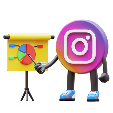 Free Instagram Logo Explaining Pie Chart Presentation  3D Icon