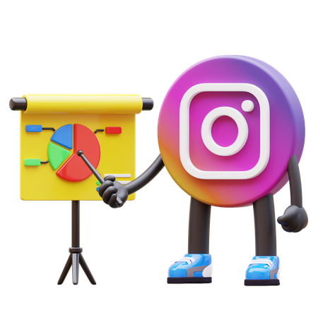 Free Instagram Logo Explaining Pie Chart Presentation  3D Illustration