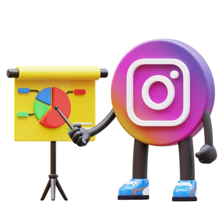 Free Instagram Logo Explaining Pie Chart Presentation  3D Illustration
