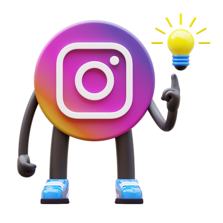 Free Instagram Logo Having Bright Idea  3D Illustration