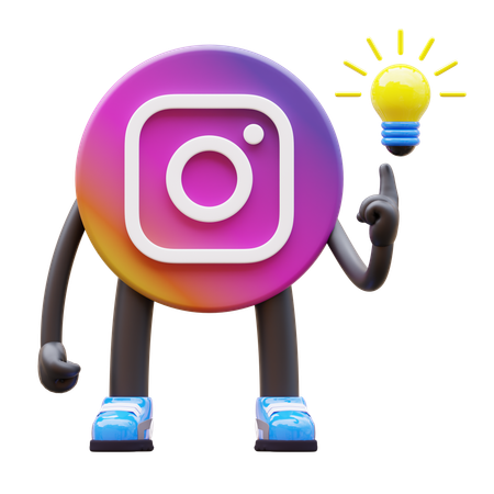 Free Instagram Logo Having Bright Idea  3D Illustration