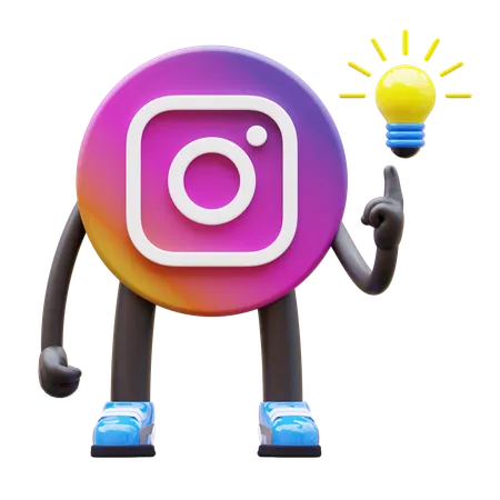 Free Instagram Logo Having Bright Idea  3D Illustration