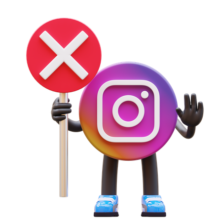 Free Instagram Logo Holding No Sign And Expressing Denial  3D Illustration