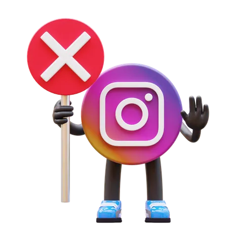 Free Instagram Logo Holding No Sign And Expressing Denial  3D Illustration