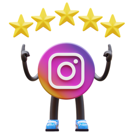 Free Instagram Logo Indicating Five Stars Rating  3D Illustration