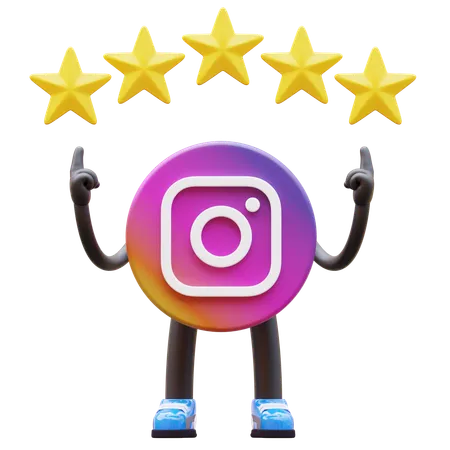 Free Instagram Logo Indicating Five Stars Rating  3D Illustration