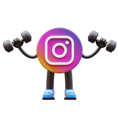 Free Instagram Logo Lifting Weights While Showing Fitness  3D Illustration