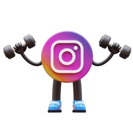 Free Instagram Logo Lifting Weights While Showing Fitness  3D Illustration