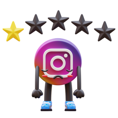 Free Instagram Logo Sad Under One Star Rating  3D Illustration