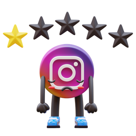 Free Instagram Logo Sad Under One Star Rating  3D Illustration