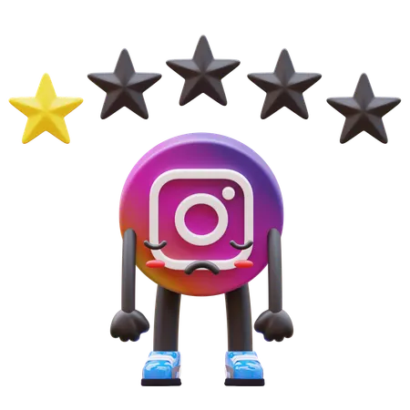 Free Instagram Logo Sad Under One Star Rating  3D Illustration