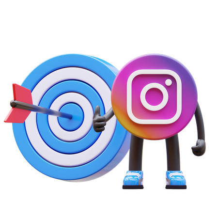 Free Instagram Logo Showing Target Hit With Arrow And Showing Thumbs Up  3D Illustration